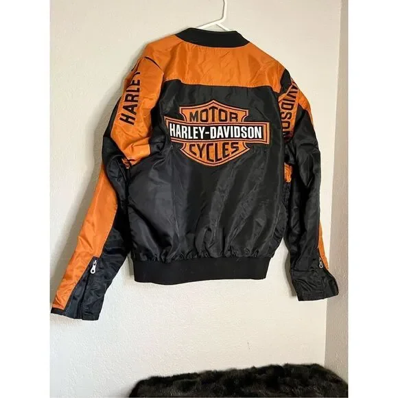 VINTAGE Harley Davidson Motorcycle Nylon Biker Jacket sz L Adult Men